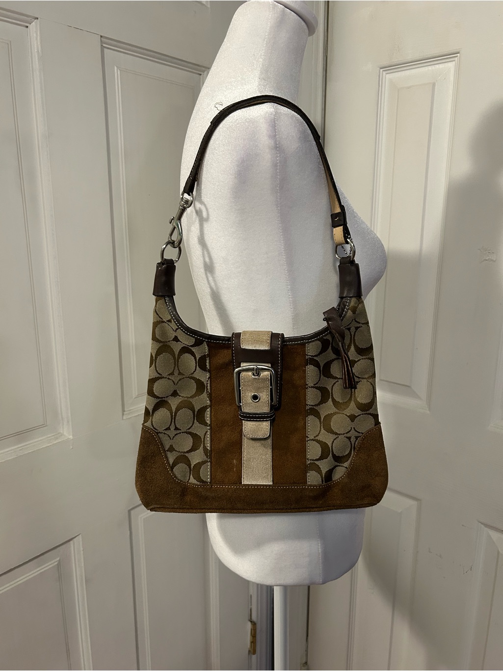 Coach Soho Vintage Brown And Tan Signature Buckle Shoulder Bag